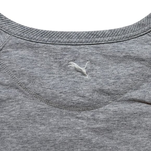 PUMA Women’s L Gray White Graphic Logo Athletic Pullover Sweatshirt Sportwear - Picture 11 of 12